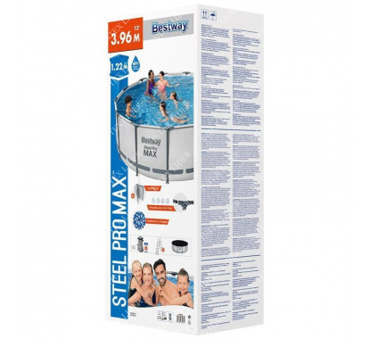 5618W Bestway Круглый каркасный бассейн, 396х122см+фильтр-насос, лестница, тент